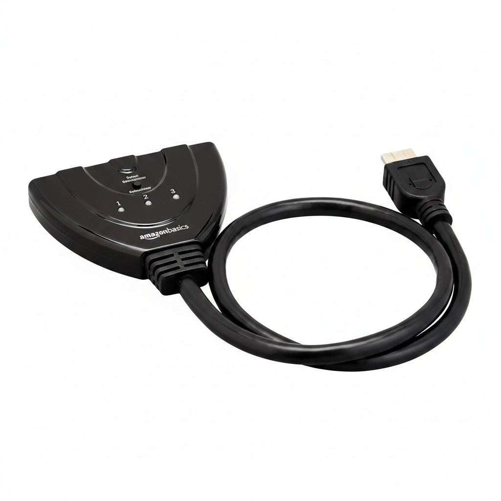 Amazon Basics 3 Port HDMI Switch with Pigtail Cable Black