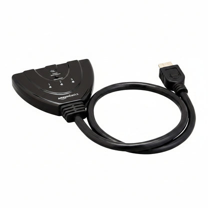 Amazon Basics 3 Port HDMI Switch with Pigtail Cable Black