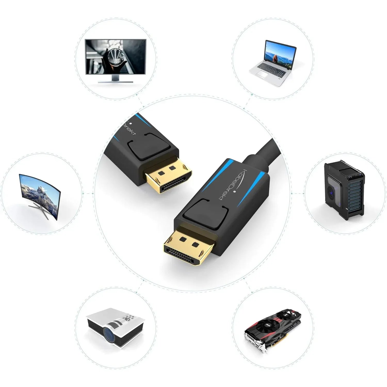 KabelDirekt 4K‑8K DisplayPort Cable 3m 240Hz Black High‑Speed - Gomix Brands Outlet