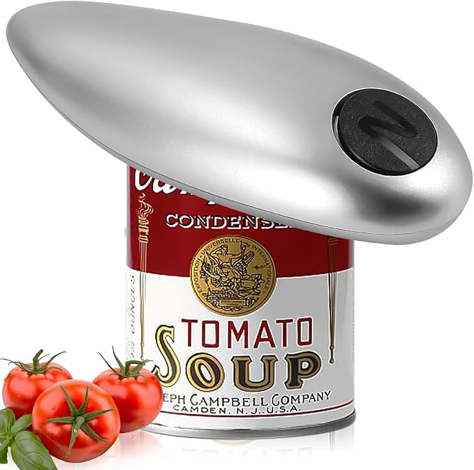 Yulado Electric Can Opener One-Touch Automatic Stainless Steel Blade Silver Black