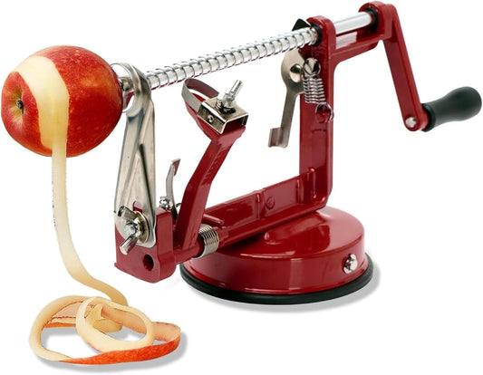 Baumalu Wine Red Metal Apple Peeler with Suction Cup