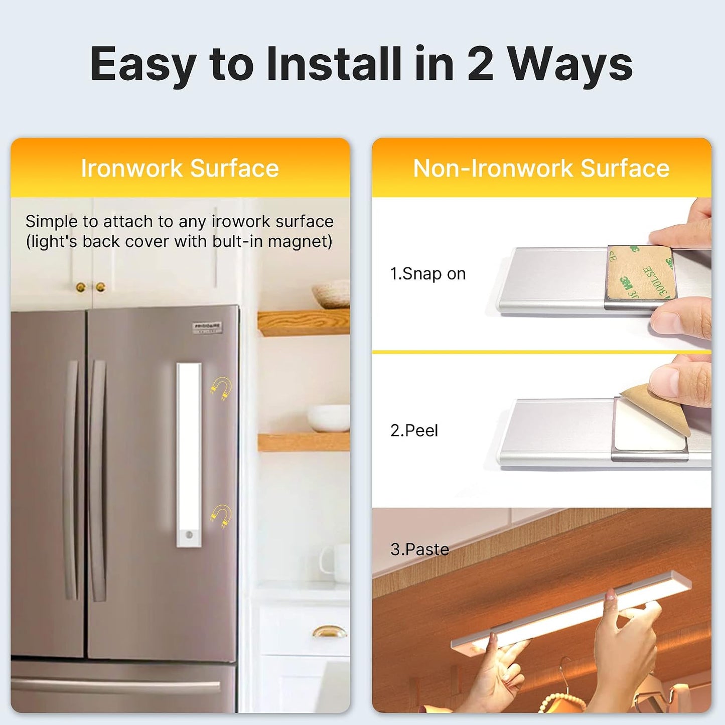 Mexllex Under Cabinet Light 2-Pack 30cm 126 LEDs 3 Colours with Motion Sensor