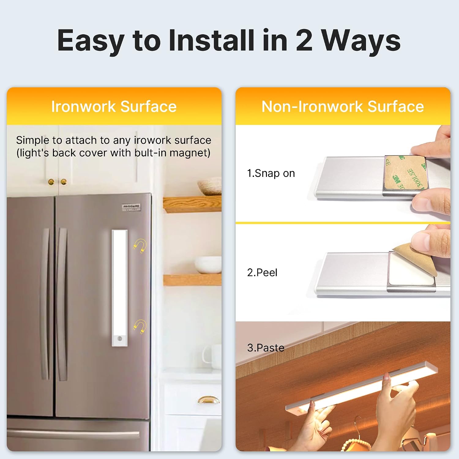 Mexllex Under Cabinet Light 2-Pack 30cm 126 LEDs 3 Colours with Motion Sensor