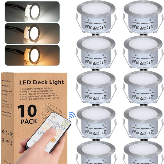 Warm White 10-Pack LED Decking Lights with Remote