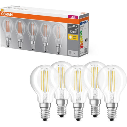 OSRAM Classic LED E14 Warm White 4W Pack of 5 - Gomix Brands Outlet