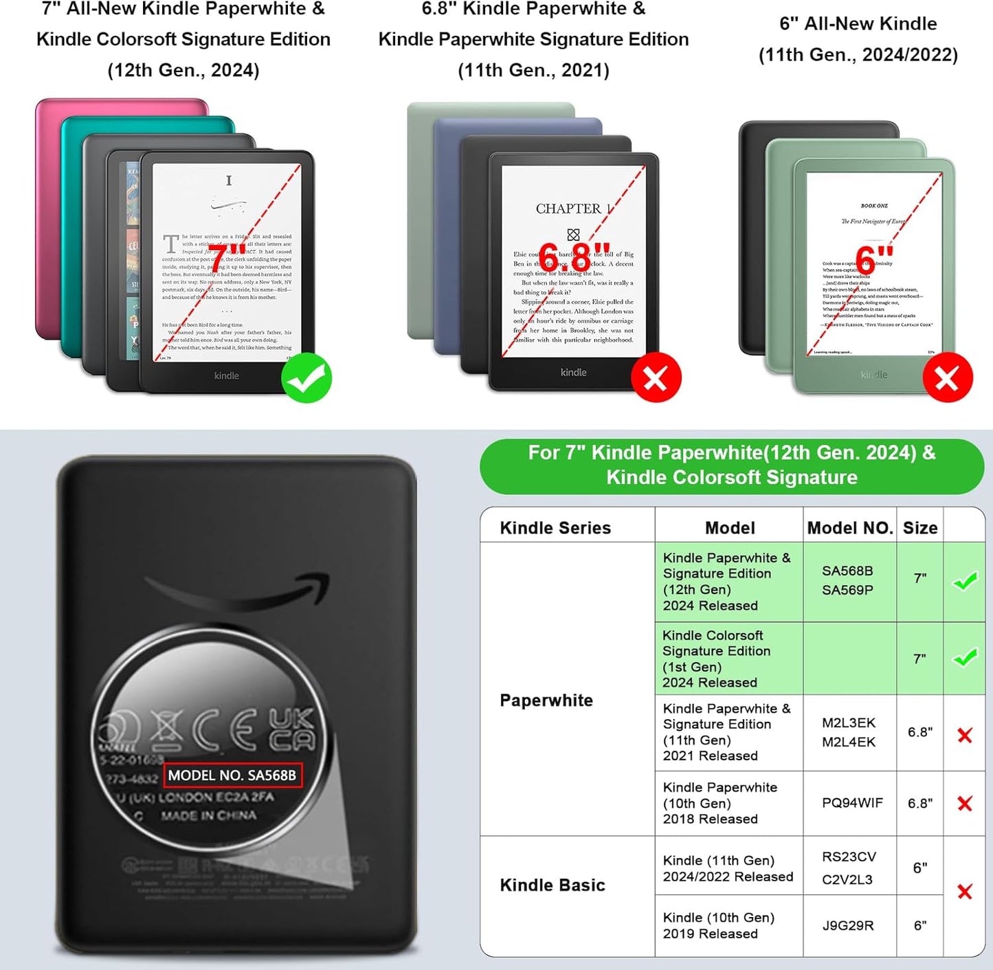 Fintie Slim Lightweight Leather Case for 7" Kindle Paperwhite 2024