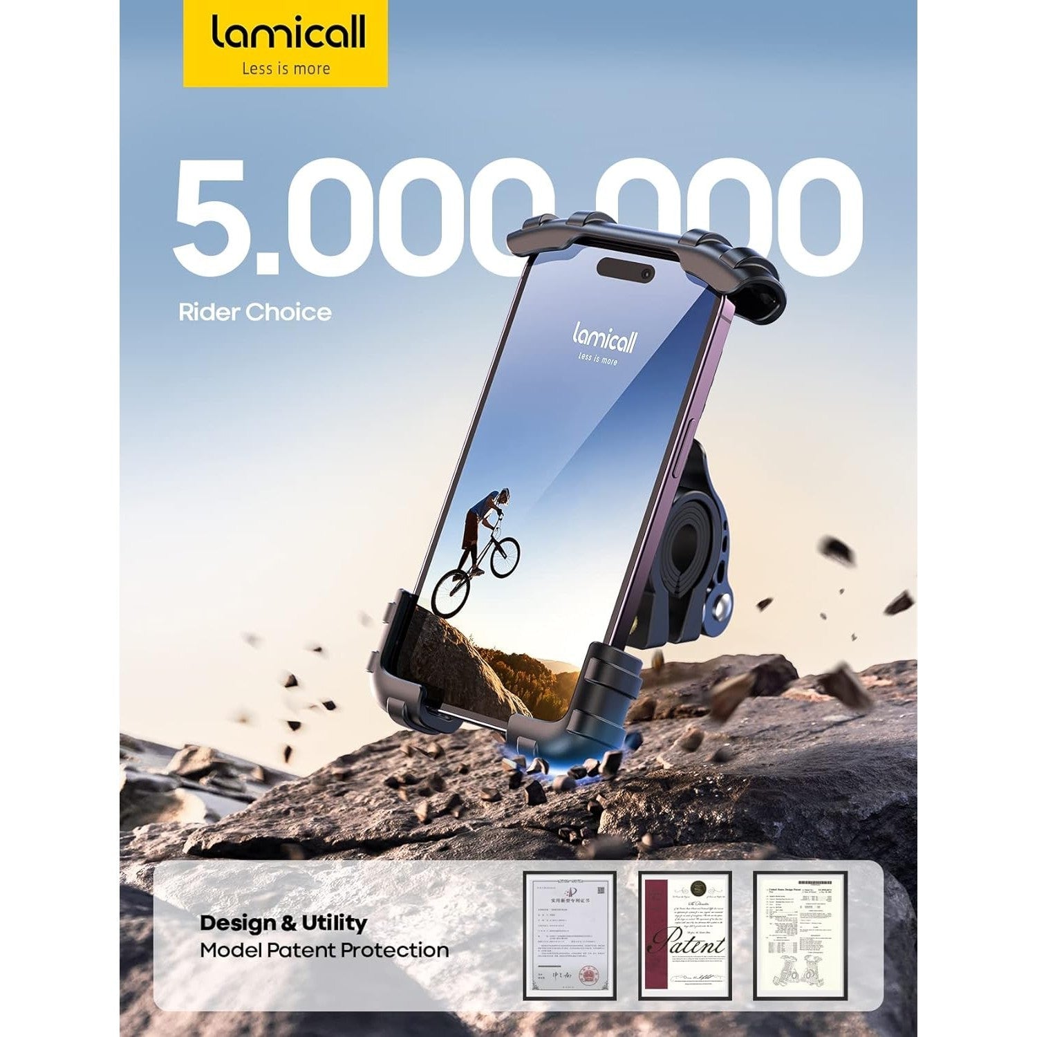 Lamicall Universal Bike & Motorcycle Phone Holder for 4.7‑6.8" Smartphones