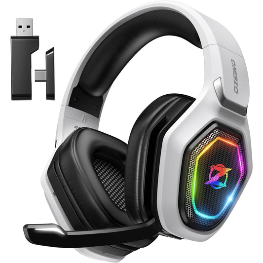 Ozeino 2.4GHz Wireless Gaming Headset with RGB Light, 40h Battery