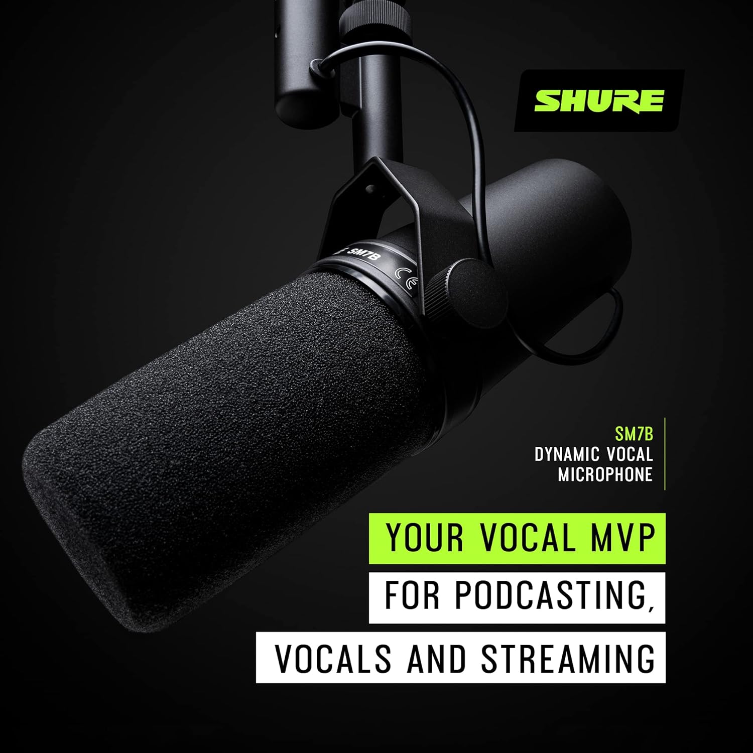 Shure SM7B Cardioid Dynamic Microphone for Podcasting and Recording