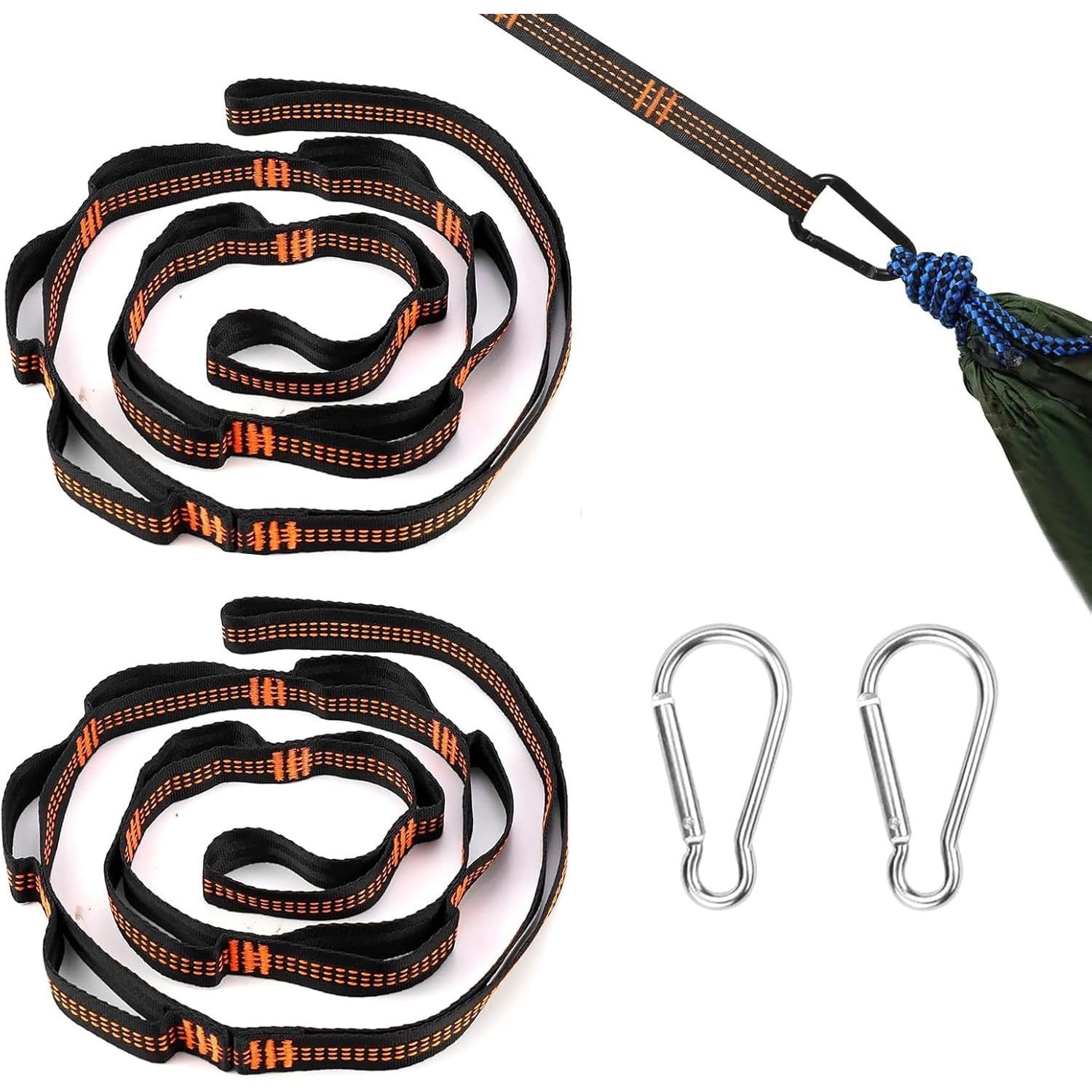 Heavy Duty Hammock Straps 2-Pack with Carabiners, 6.5 ft Adjustable