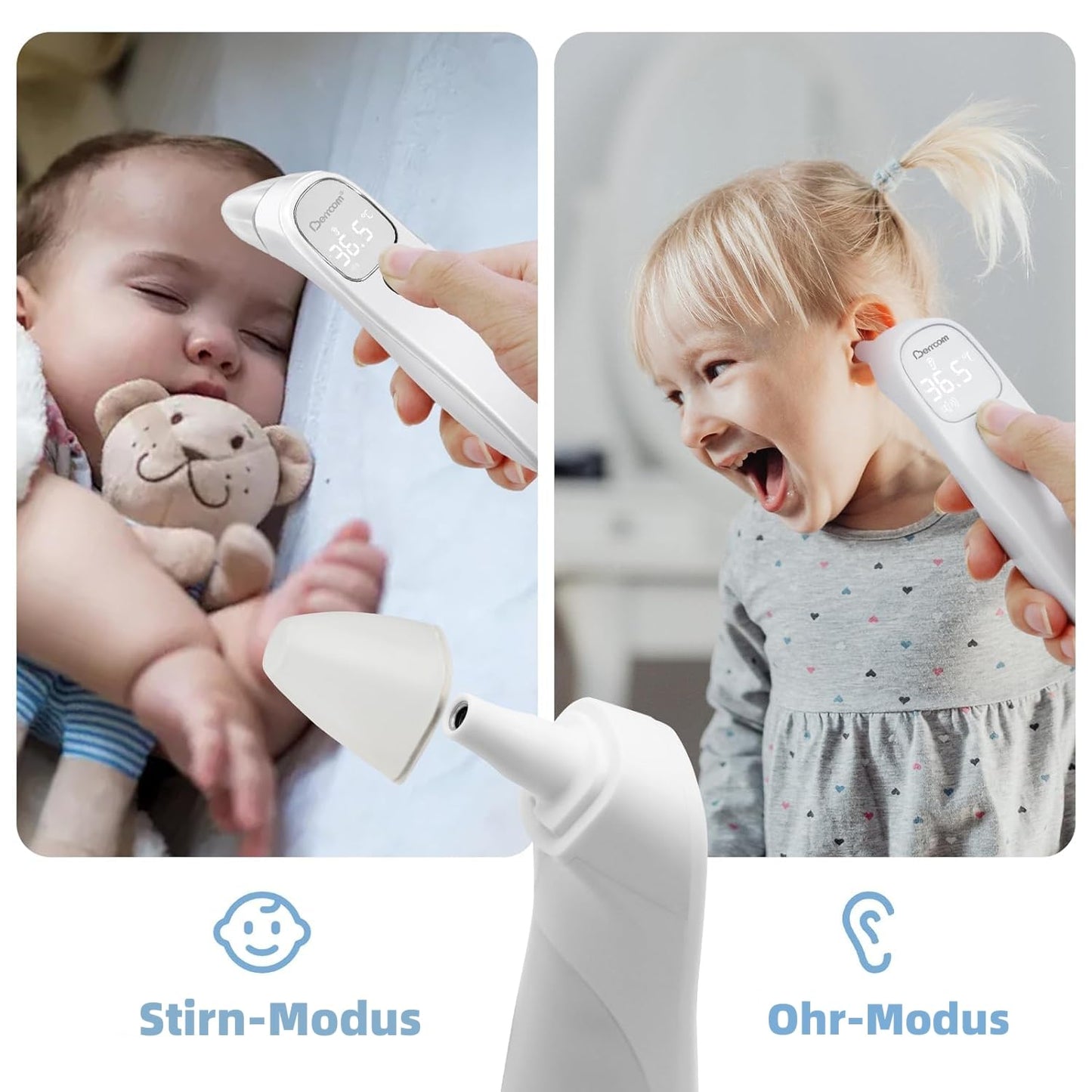 Berrcom Dual-Mode Contactless Forehead and Ear Thermometer with Fever Alarm