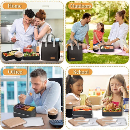 Aiuuee ALC263 Lunch Box Set 1400ml Black