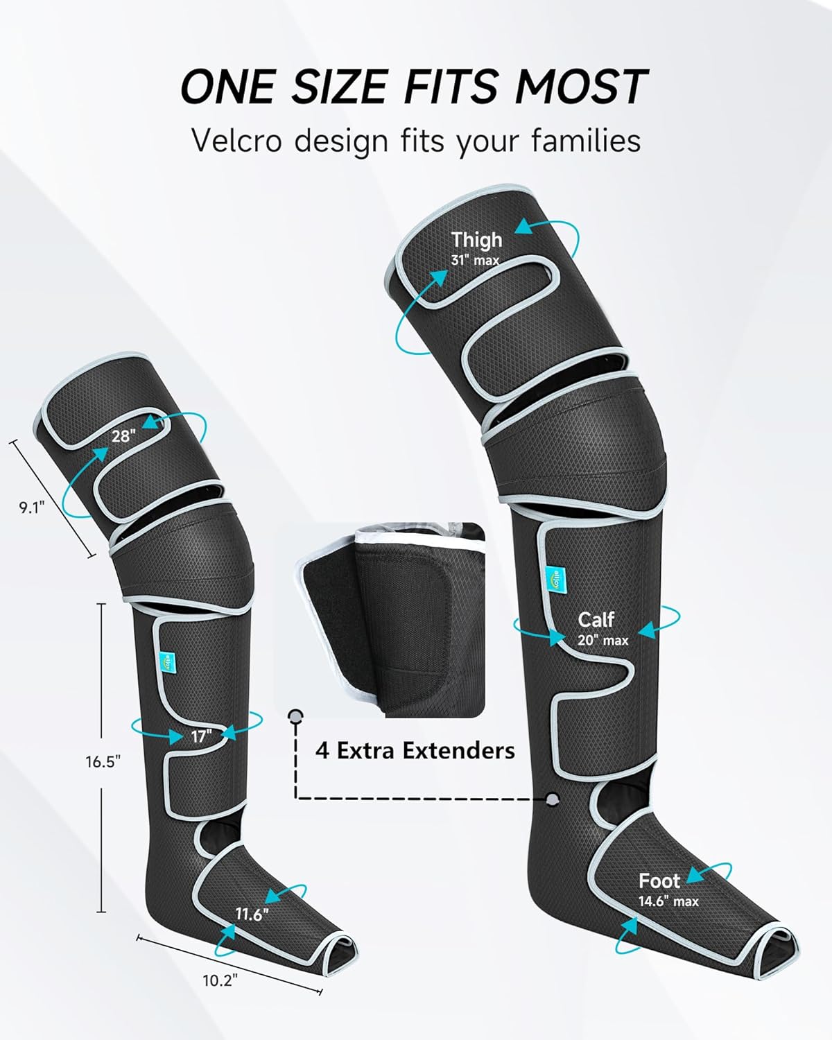 ALLJOY Heated Leg Massager with Compression, 5 Modes, 4 Intensities