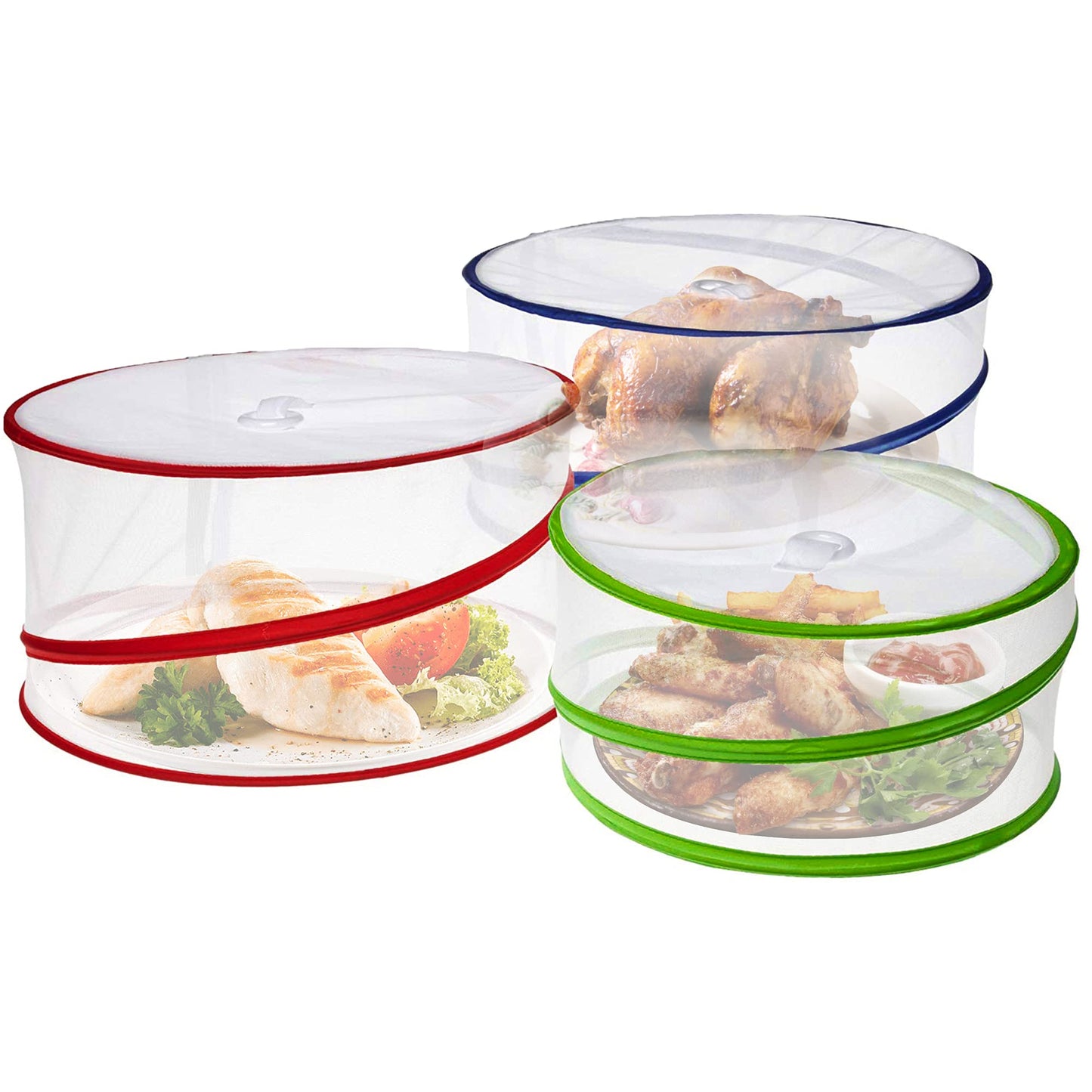 Evelyn Living Set of 3 Collapsible Pop Up Food Covers Mesh Screen Net Reusable Protectors 38 cm