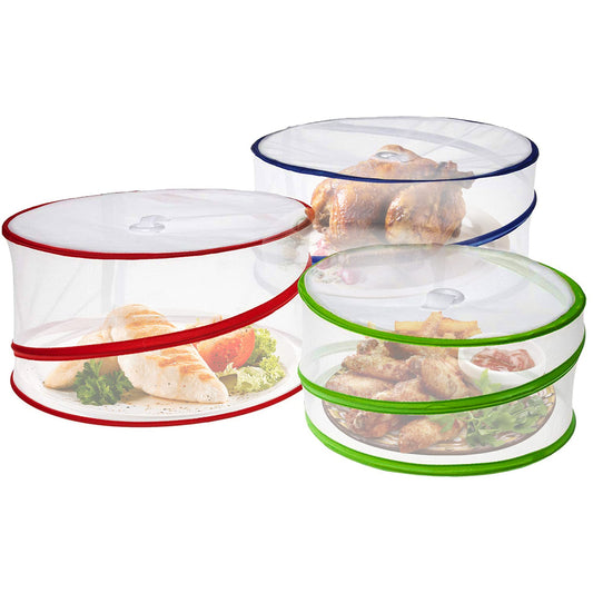 Evelyn Living Set of 3 Collapsible Pop Up Food Covers Mesh Screen Net Reusable Protectors 38 cm
