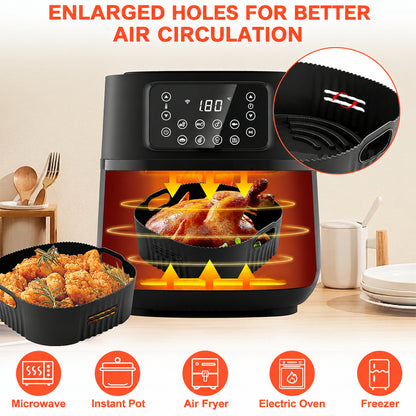 YINGRACE Y009 Silicone Air Fryer Liners 22cm Black 2-Pack