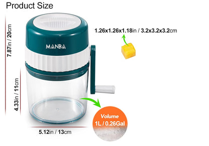 MANBA Portable Ice Shaver Snow Cone Machine with Trays