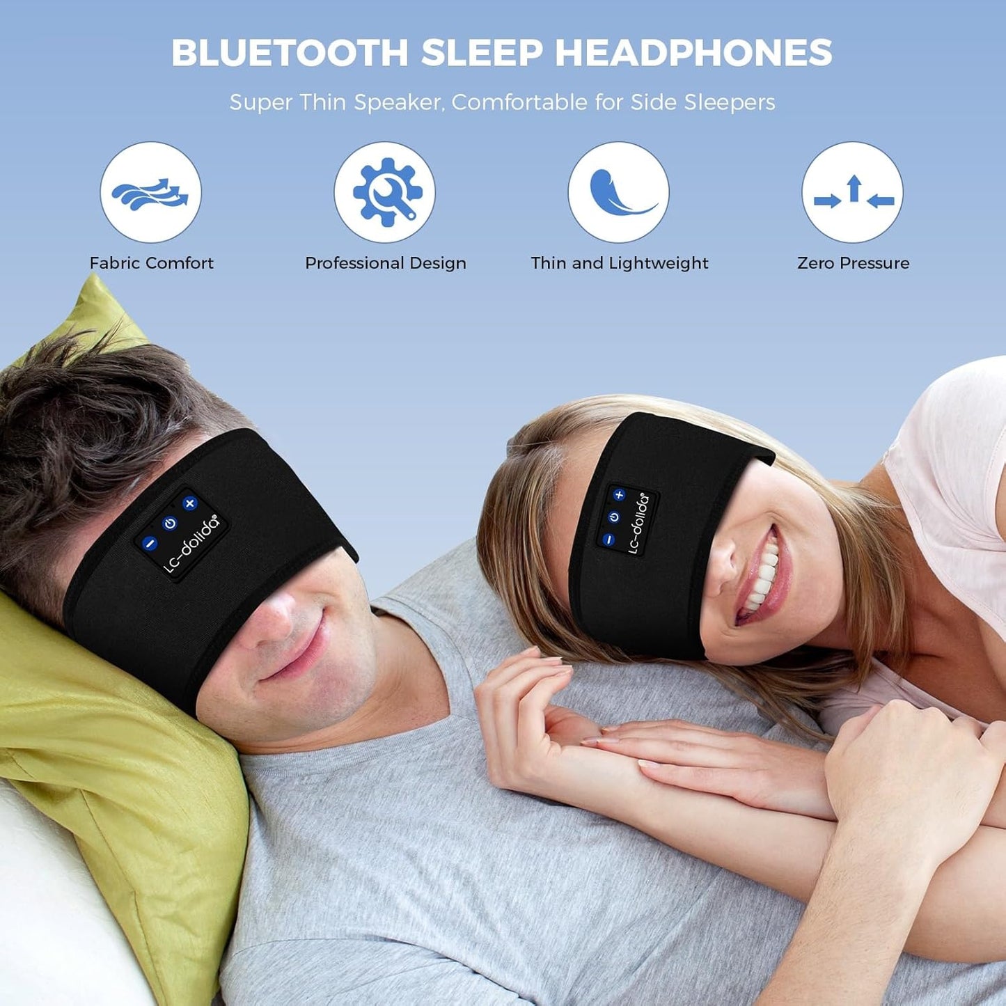 Comfortable Sleep Headphones Bluetooth 5.4 Headband with Ultra-Thin HD Stereo Speakers