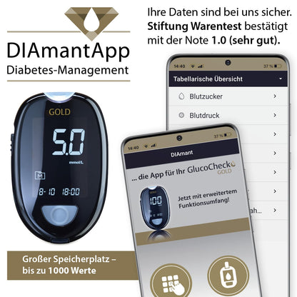 GlucoCheck Gold Blood Glucose Meter Set with 60 Strips