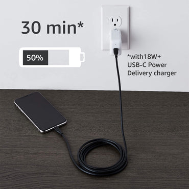 Amazon Basics USB-C to Lightning Cable MFi Certified Fast Charging Durable 1.8 m Black