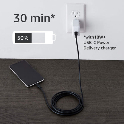 Amazon Basics USB-C to Lightning Cable MFi Certified Fast Charging Durable 1.8 m Black
