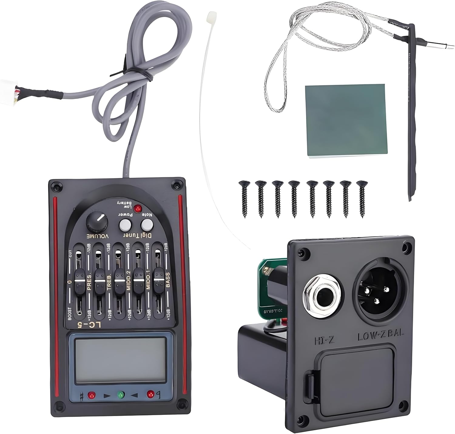 Dilwe 5-Band Preamp EQ LC-5 Piezo Pickup for Acoustic Guitars