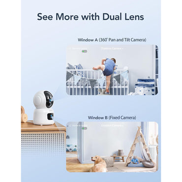 GNCC Dual-Lens Indoor Camera with 360° PTZ, Night Vision, Audio