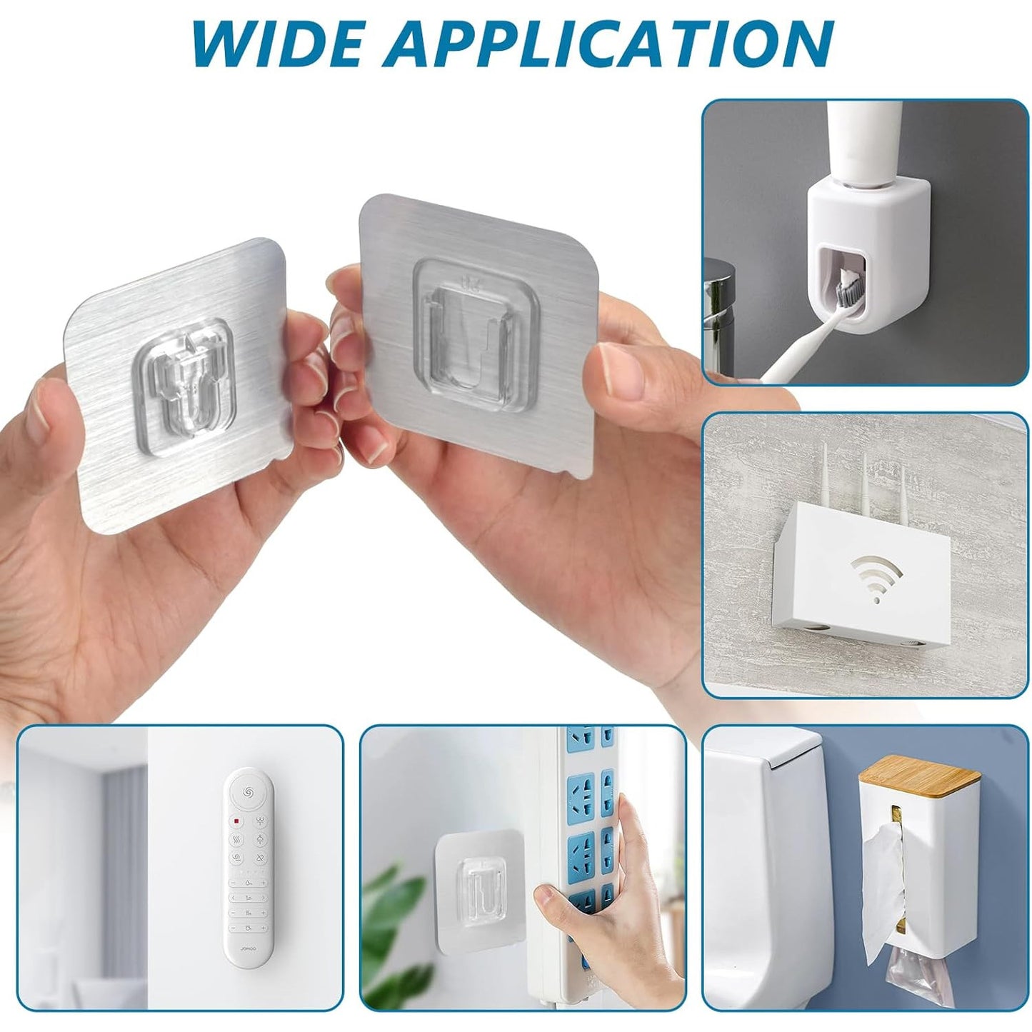 AccEncyc 30-Pack Strong Clear Double-Sided Adhesive Wall Hooks for Home Organization