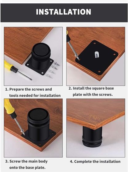 4 Black Adjustable Stainless Steel Furniture Legs with 0-10mm Height