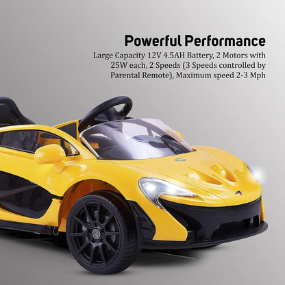 Baybee McLaren Ride-On Car – Royal Yellow Dual Battery