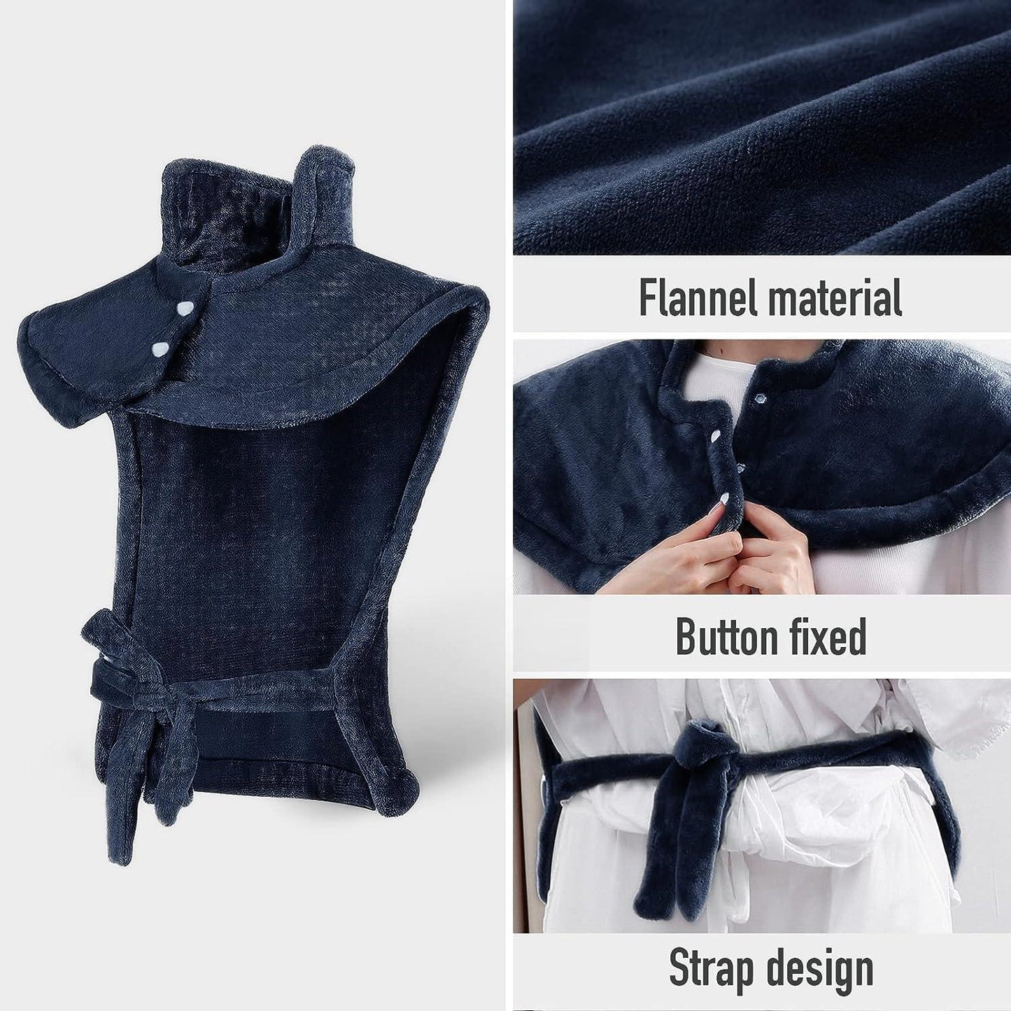 CHRUN Heating Pad for Back and Shoulder Pain Relief 4 Heat Settings 61 x 86 cm 2-Hour Auto Shut-Off Machine Washable Blue