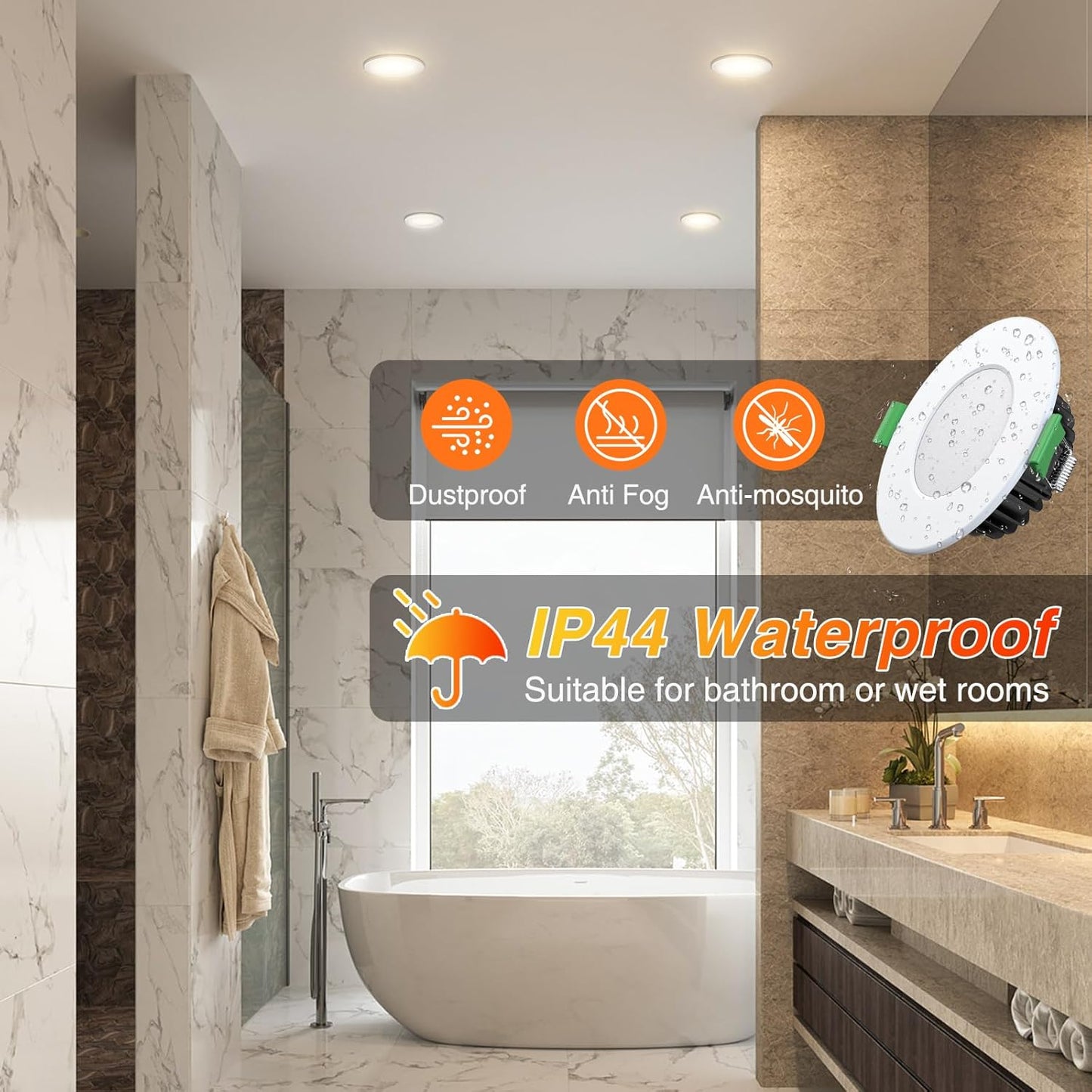 ALUSSO 8W Dimmable Recessed LED Spotlight with Transformer, Waterproof, 6-Pack