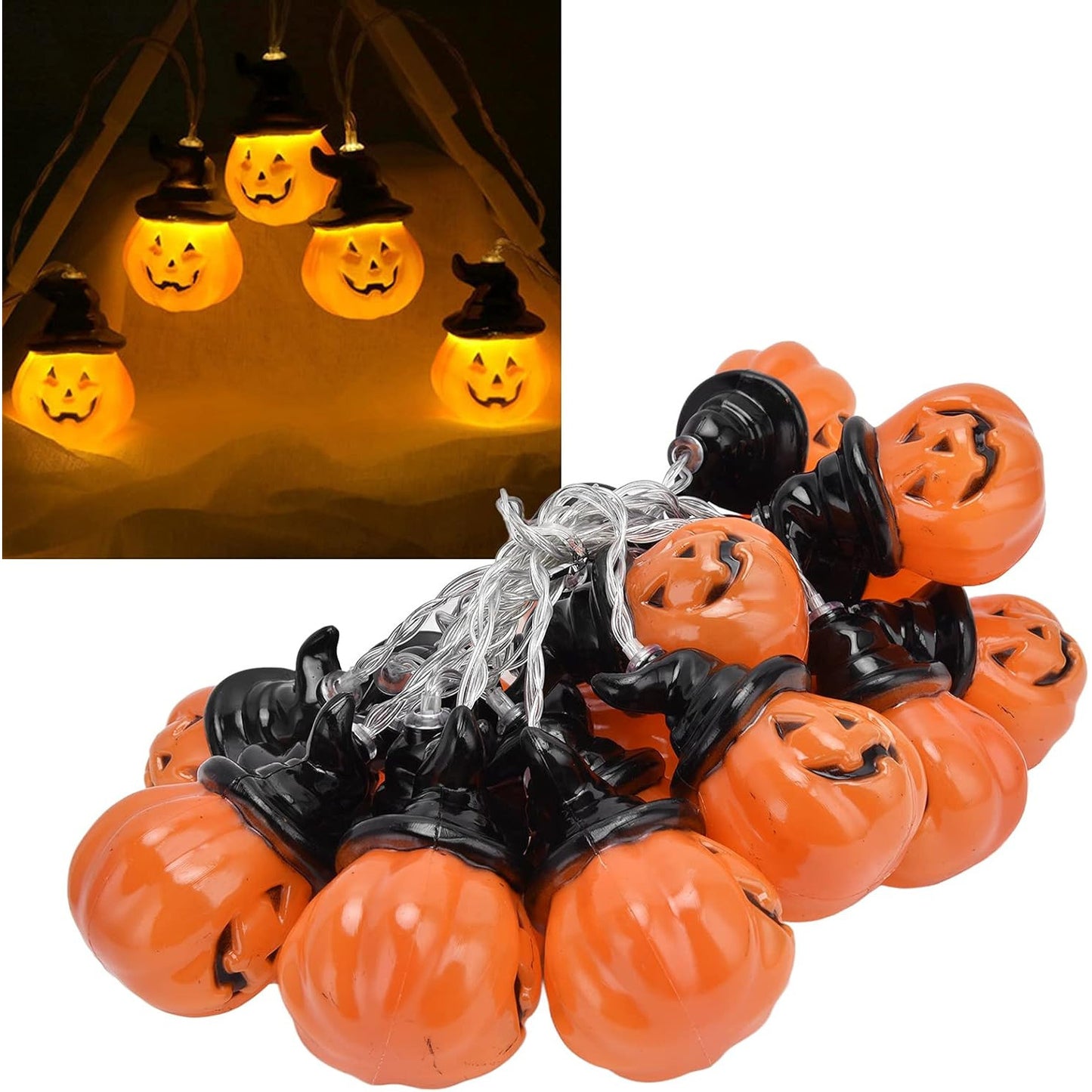 Cute Pumpkin Lantern String Lights 20 LEDs Dual Mode