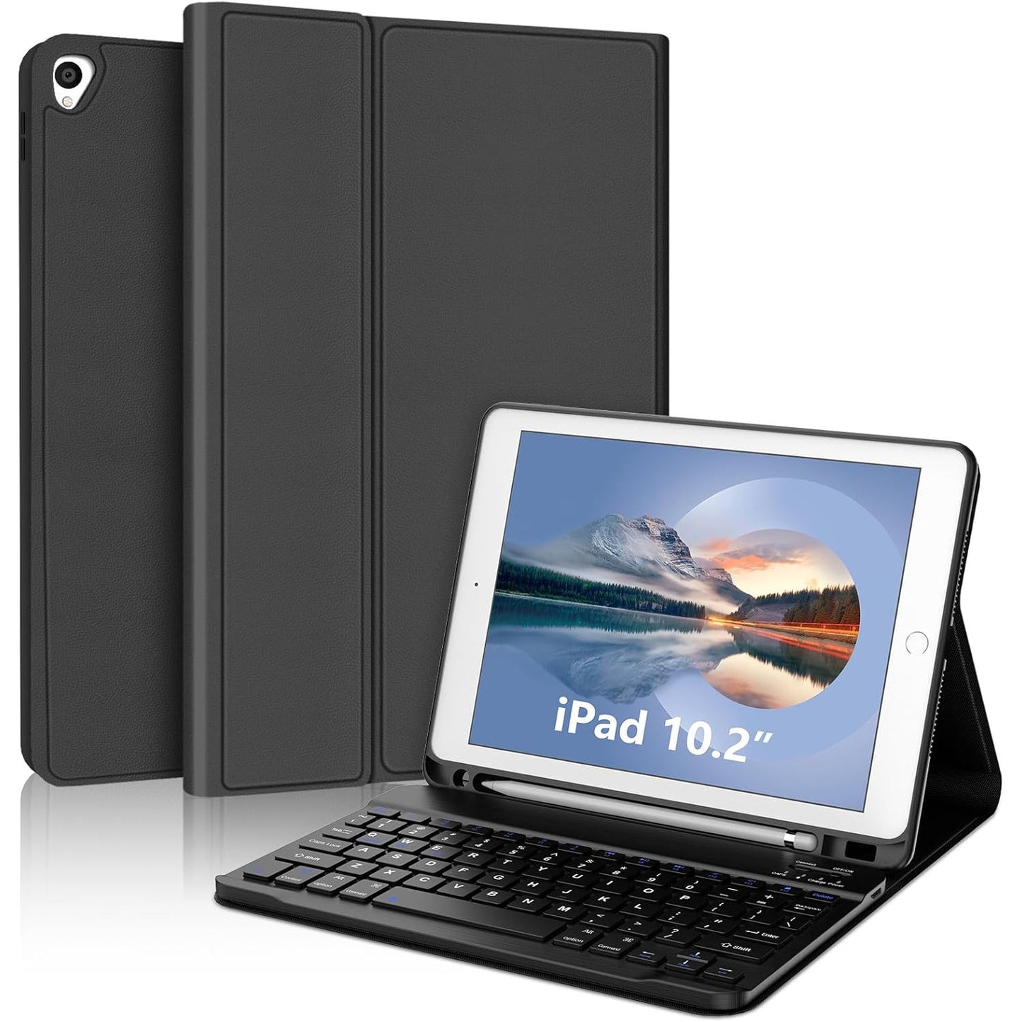 IVEOPPE Detachable Keyboard Case for iPad 10.2‑inch – Black, Lightweight, Backlit