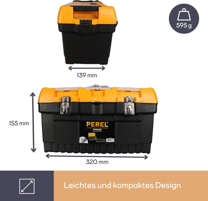 Perel 13‑inch Plastic Tool Box with Metal Latch