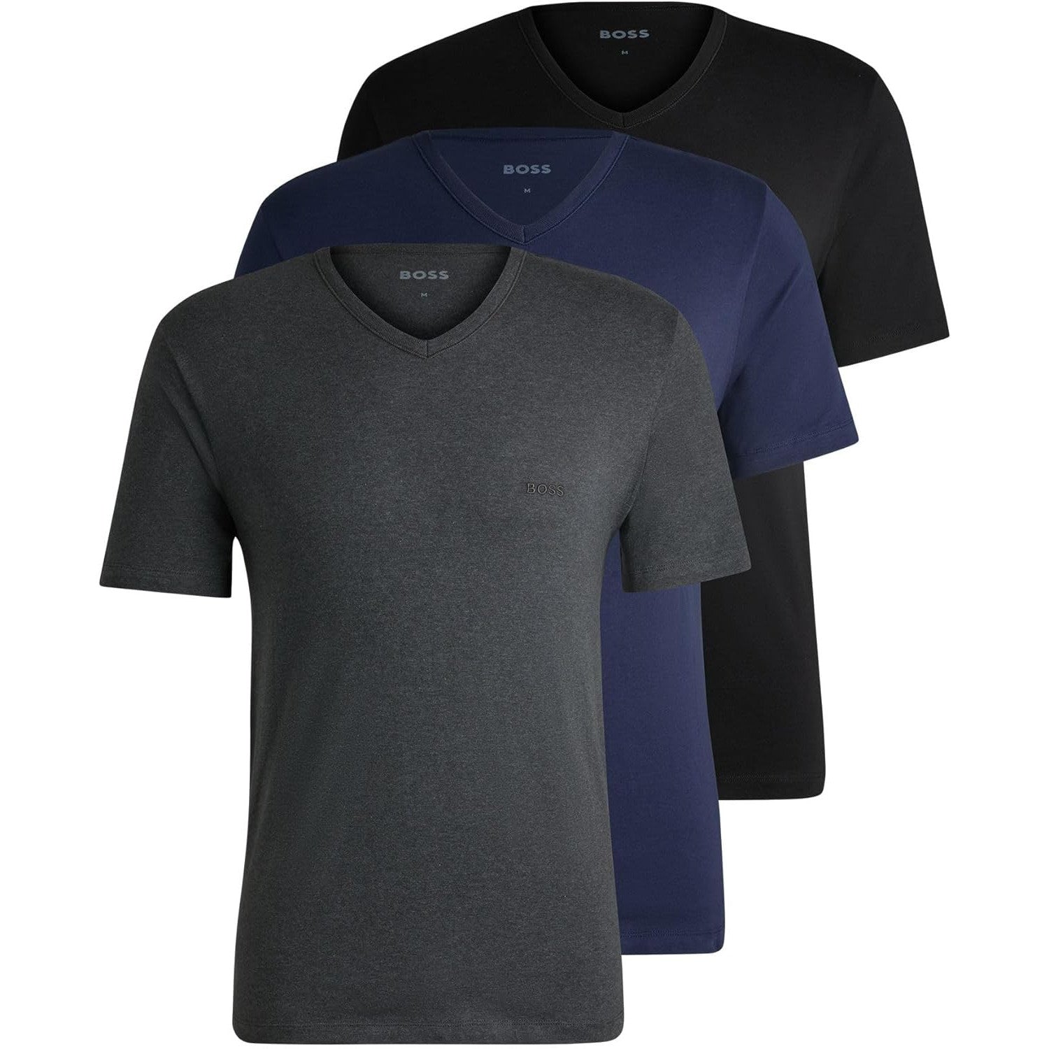 BOSS Men's Pure Cotton V-Neck T-Shirt Pack of Six