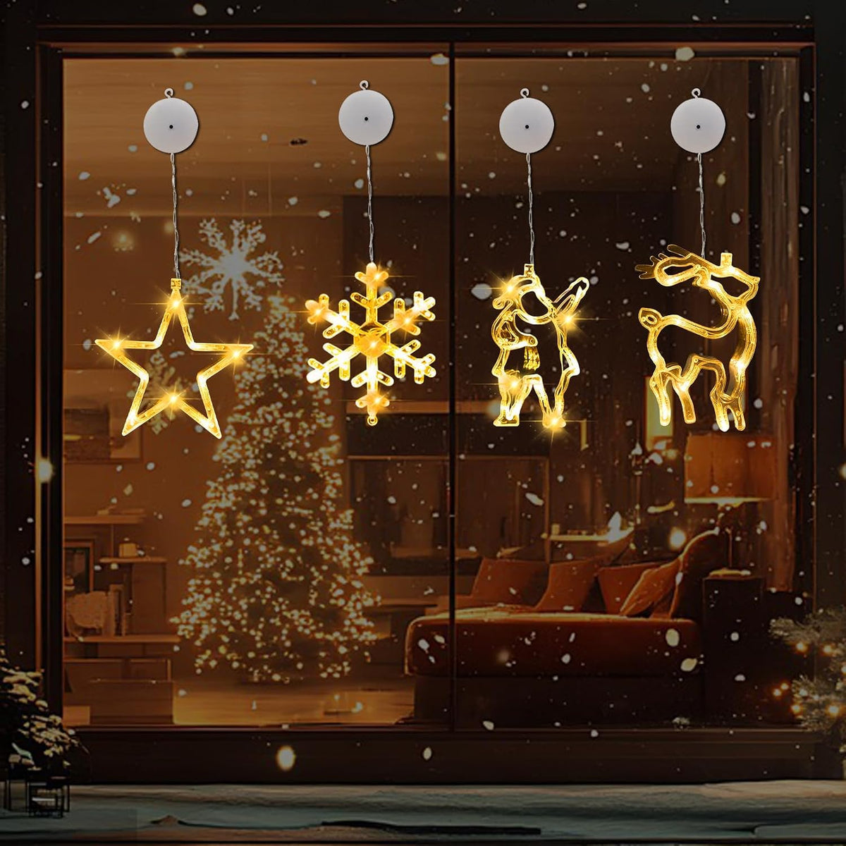 RANJIMA LEDCDZMD-01 LED Christmas Window Lights 4 Pcs
