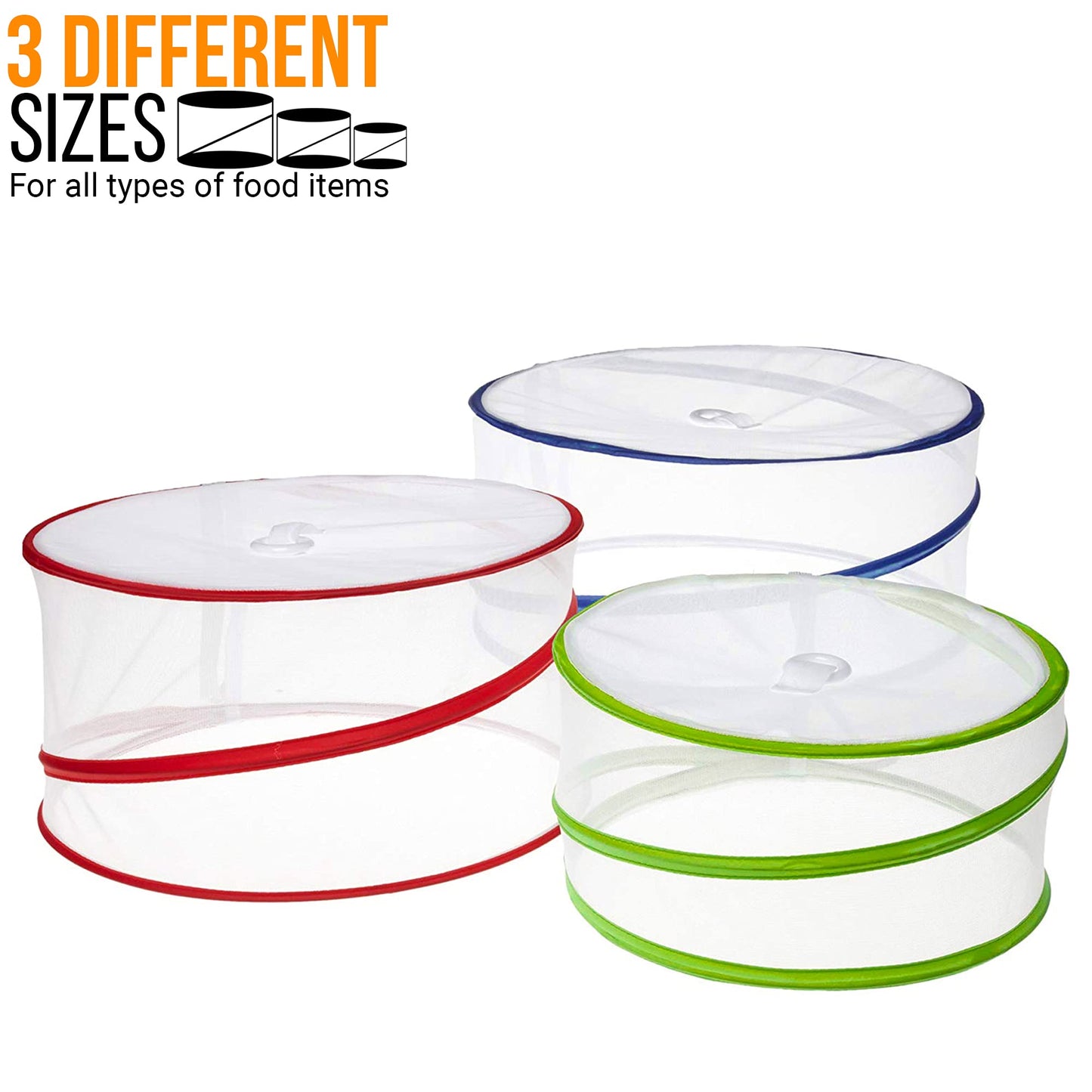Evelyn Living Set of 3 Collapsible Pop Up Food Covers Mesh Screen Net Reusable Protectors 38 cm