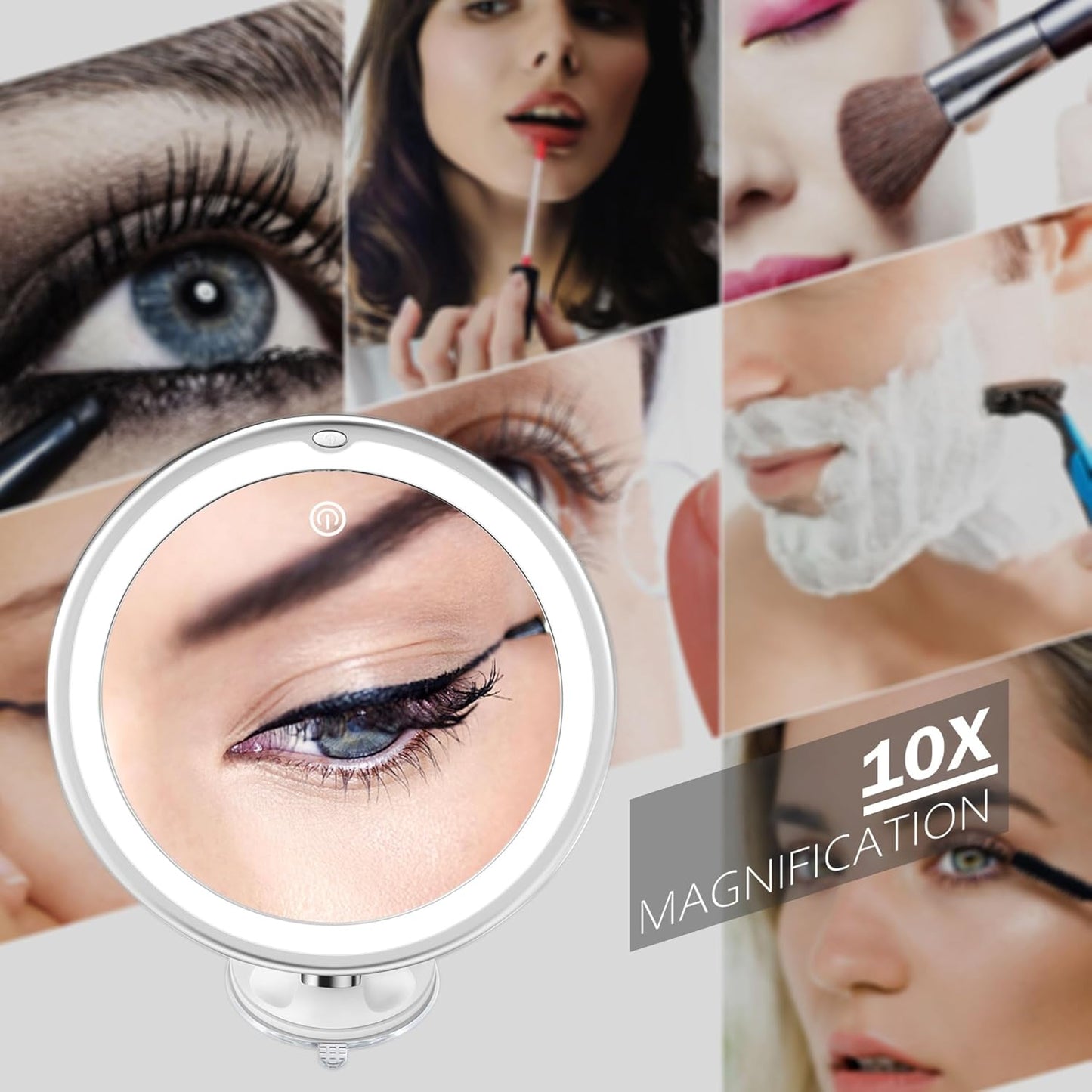 Snowflakes 10x Magnifying Lighted Makeup Mirror with 3 Light Modes