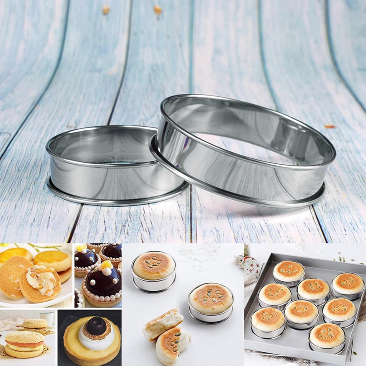 TRBIDRBO English Muffin Rings 6 Pack 10 cm Stainless Steel