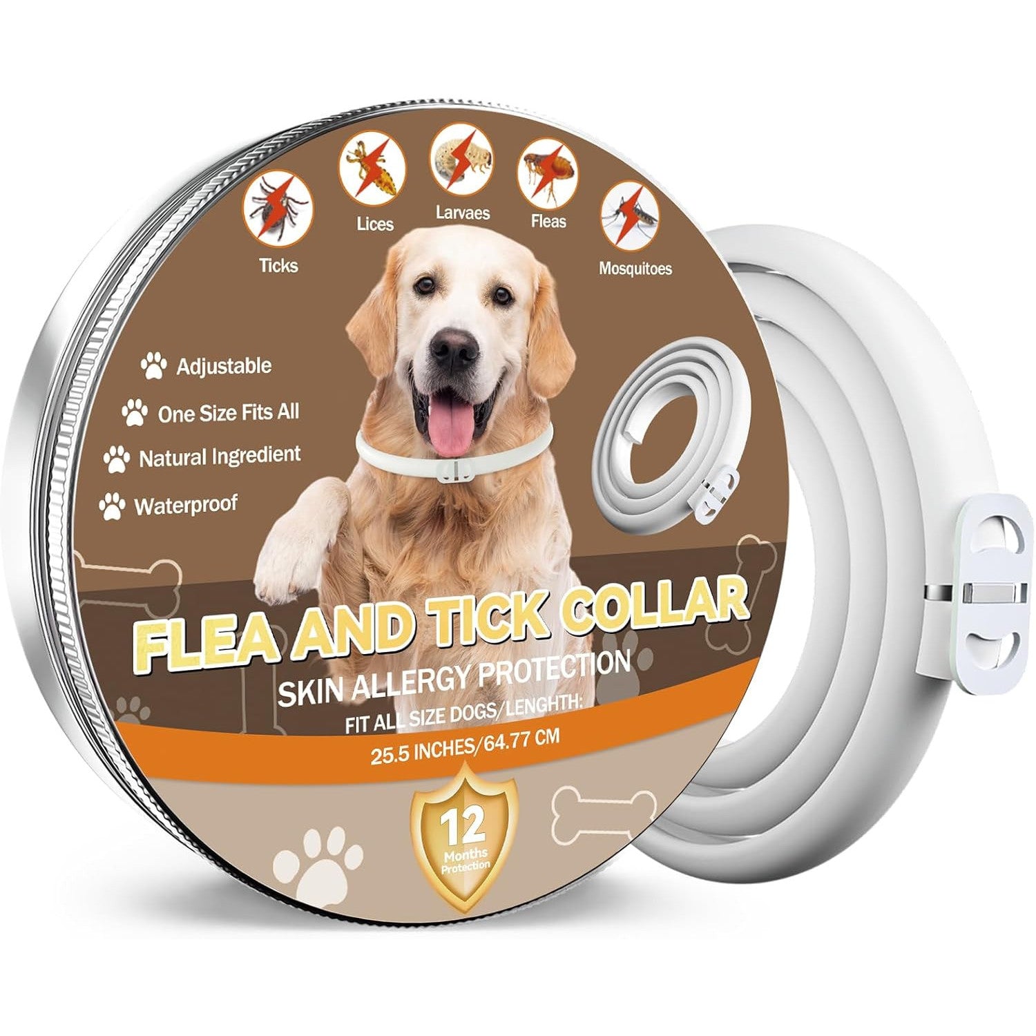 Inpumo Natural Flea Tick Collar for Dogs – 12-Month Waterproof