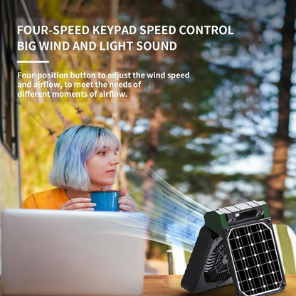 Alokrupswam SF-1 Solar Camping Fan with Phone Charger and LED Light