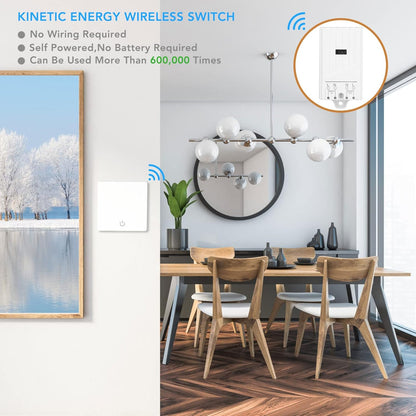 Battery-Free Kinetic Wireless Light Switch Set with 150m Range