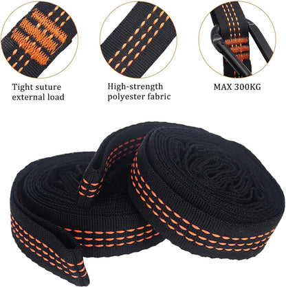 Heavy Duty Hammock Straps 2-Pack with Carabiners, 6.5 ft Adjustable