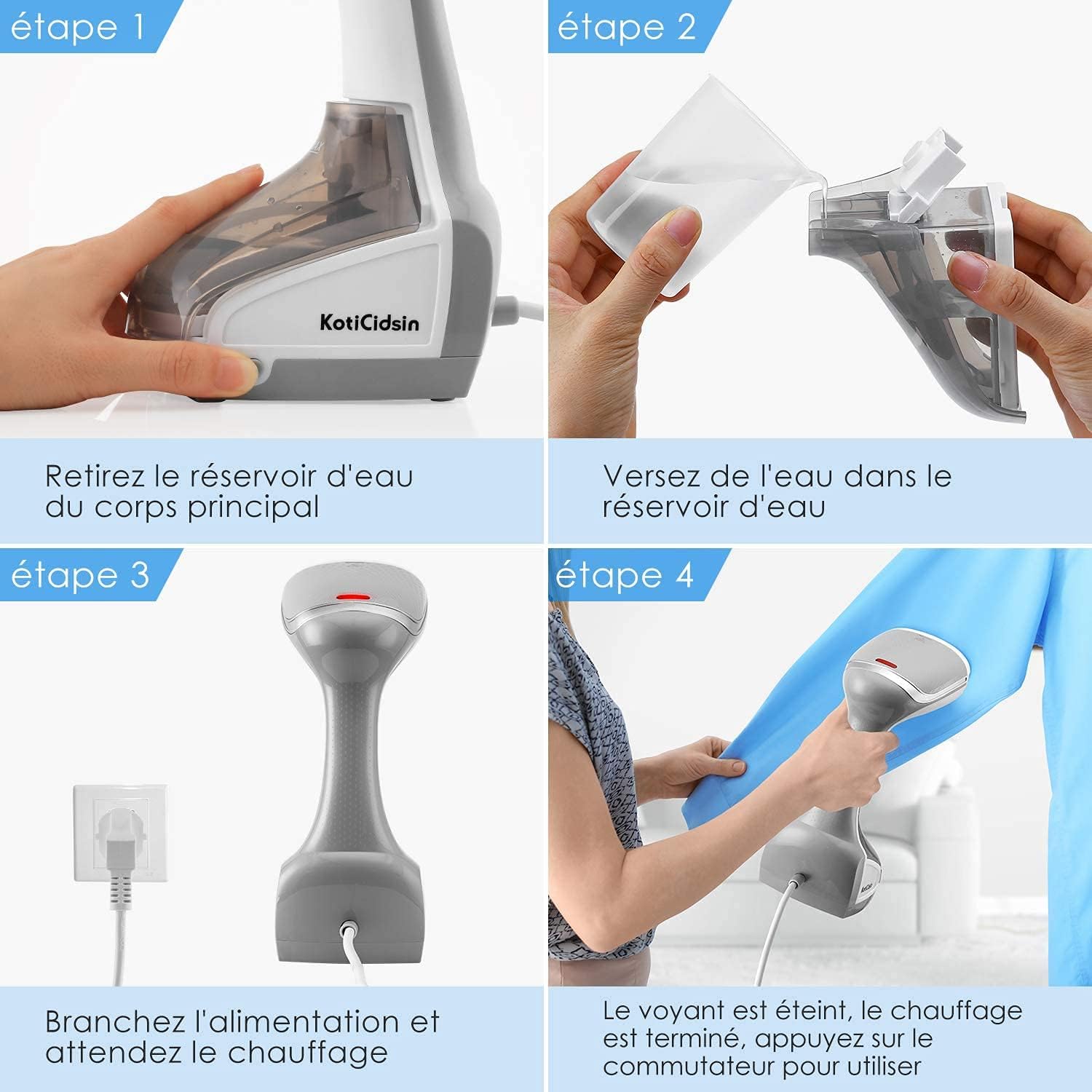 KotiCidsin GT10 Garment Steamer 160ml 1000W Off-White
