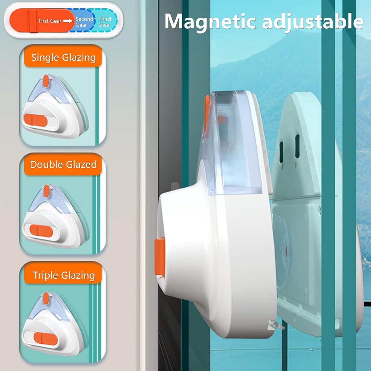 HUAPOPMU HC004 Magnetic Window Cleaner Orange