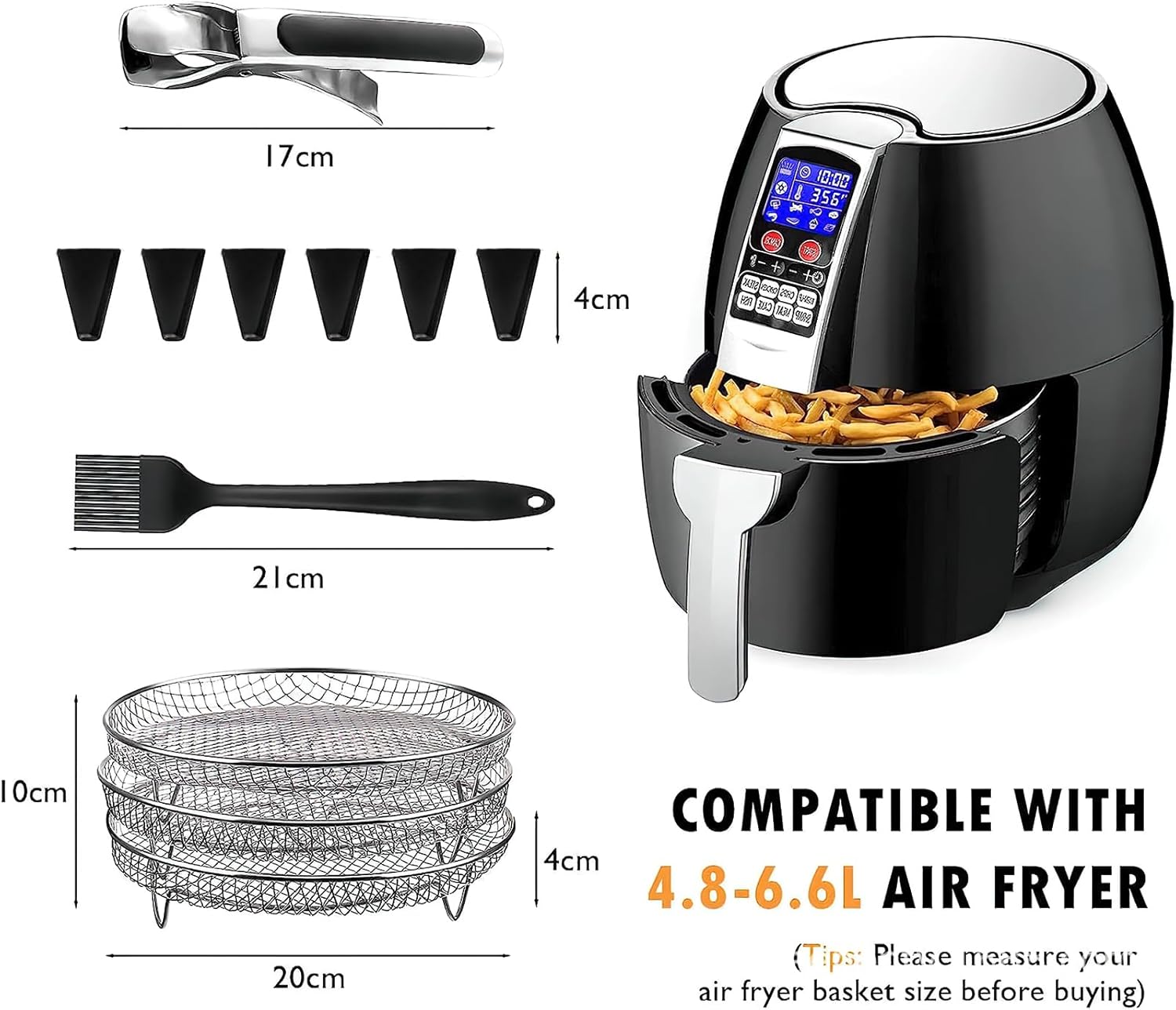 Konesky 3‑LayerAir Fryer Rack Stainless Steel Stackable Design