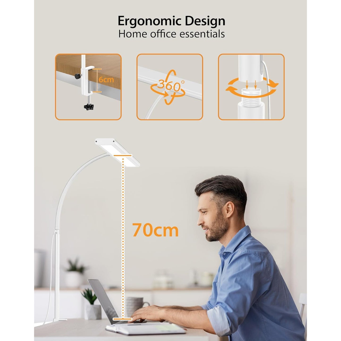 iFalarila 160 LED Desk Lamp with Remote Control, 70cm Adjustable Gooseneck, USB Powered