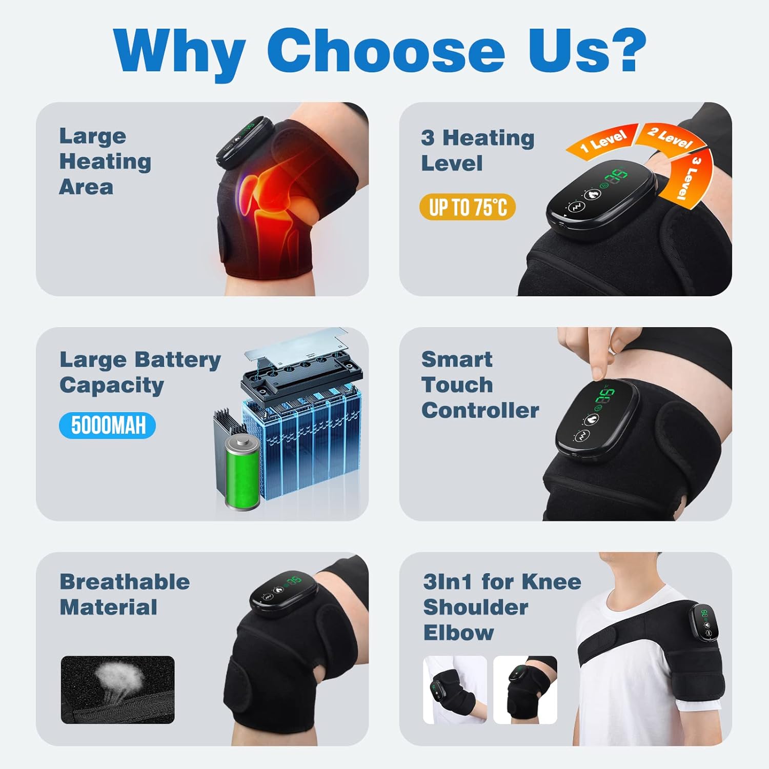 MOAJAZA Cordless Heated Knee Brace with Vibration Massage