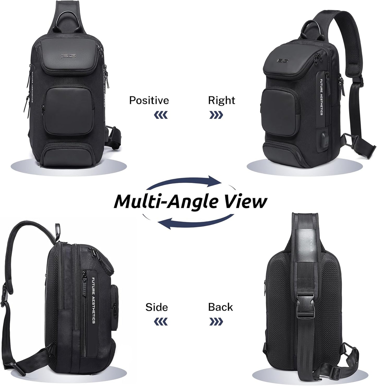 VARLIVOO Men's Waterproof USB Charging Sling Chest Bag for Tech & Travel